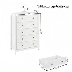 Bellemave® Modern Tall Chest of Drawers Closet Organizers & Storage Clothes with 5 Drawers - Bellemave