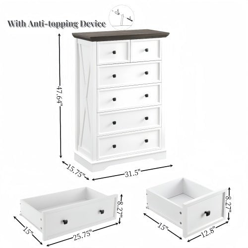 Bellemave® Modern Tall Chest of Drawers Closet Organizers & Storage Clothes with 6 drawers - Bellemave