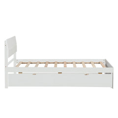 Bellemave® Modern Twin Bed Frame with Trundle, Platform Bed with High Gloss Headboard & Footboard, No Box Spring Needed - Bellemave