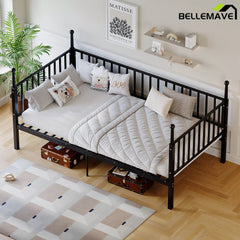 Bellemave® Modern Twin Metal Bunk Bed for Kids and Teens, Durable Steel Frame with Space-Saving Design, No Box Spring Required, Black - Bellemave