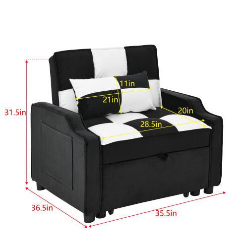 Bellemave® Modern Velvet Armchair Sofa Couch Pull Out Bed - Bellemave