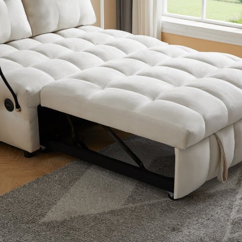 Bellemave® Modern Velvet Pull - Out Sofa Bed,Independently Removable Backrest, Have USB Port and Swivel Phone Stand - Bellemave