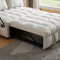 Bellemave® Modern Velvet Pull - Out Sofa Bed,Independently Removable Backrest, Have USB Port and Swivel Phone Stand - Bellemave