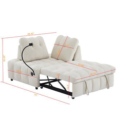 Bellemave® Modern Velvet Pull - Out Sofa Bed,Independently Removable Backrest, Have USB Port and Swivel Phone Stand - Bellemave