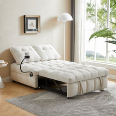 Bellemave® Modern Velvet Pull - Out Sofa Bed,Independently Removable Backrest, Have USB Port and Swivel Phone Stand - Bellemave