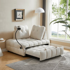 Bellemave® Modern Velvet Pull - Out Sofa Bed,Independently Removable Backrest, Have USB Port and Swivel Phone Stand - Bellemave