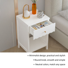 Bellemave® Modern White Nightstand with Drawer and Open Shel - Bellemave