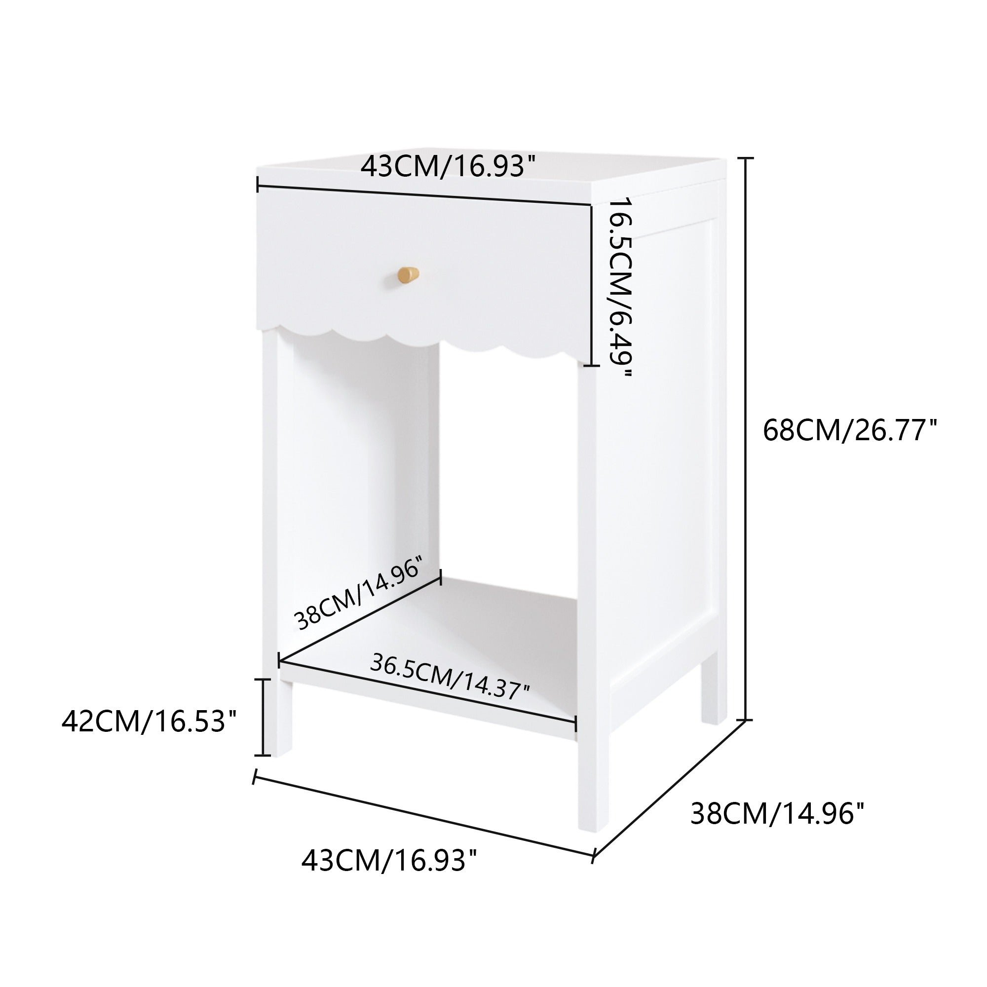Bellemave® Modern White Nightstand with Drawer and Open Shel - Bellemave