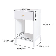 Bellemave® Modern White Nightstand with Drawer and Open Shel - Bellemave