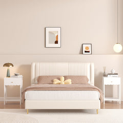 Bellemave® Modern White Nightstand with Drawer and Open Shel - Bellemave