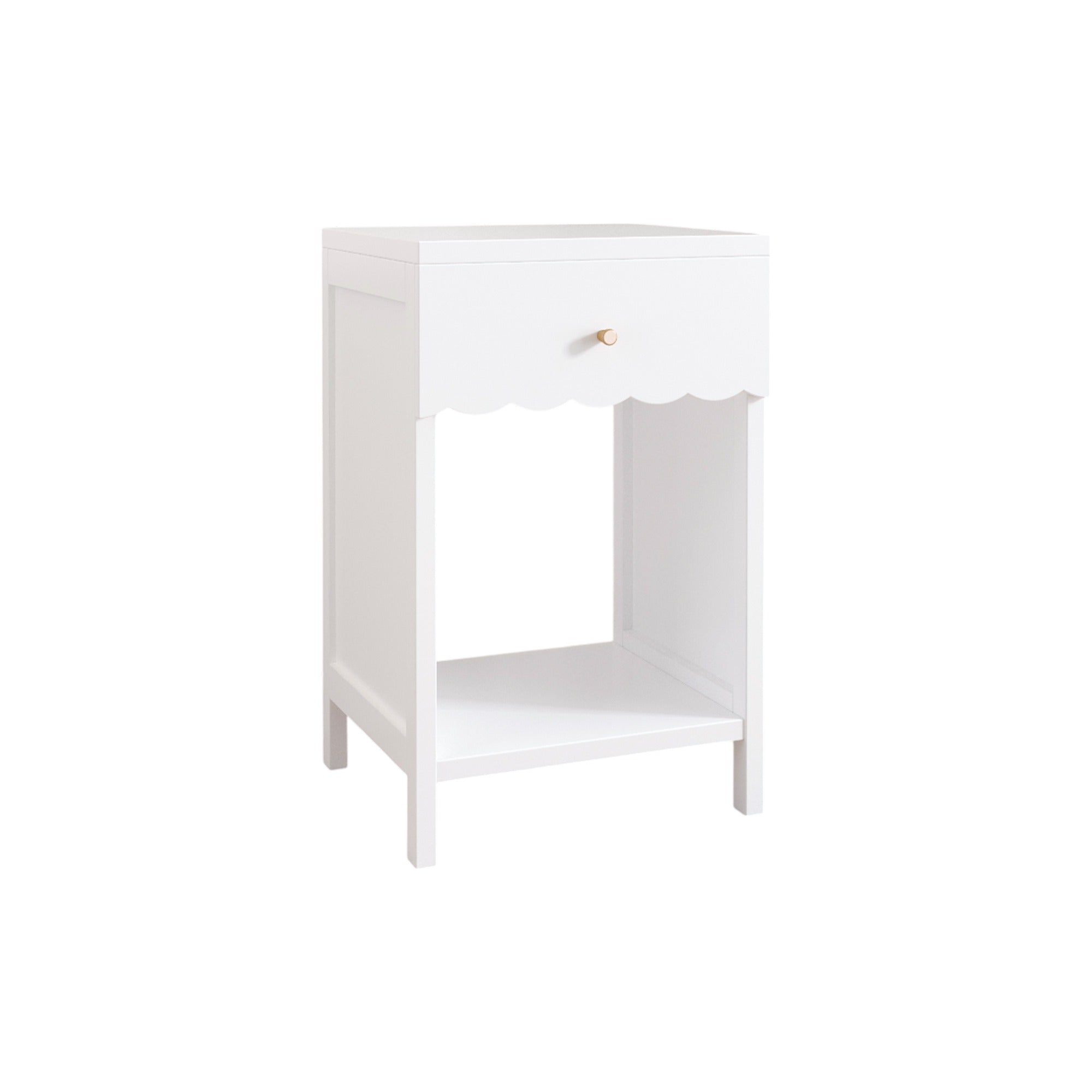 Bellemave® Modern White Nightstand with Drawer and Open Shel - Bellemave