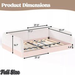 Bellemave® Montessori Floor Bed for Kids, Upholstered Teddy Fleece Low Profile Platform Bed with Side Guardrails - Bellemave