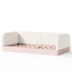 Bellemave® Montessori Floor Bed for Kids, Upholstered Teddy Fleece Low Profile Platform Bed with Side Guardrails - Bellemave
