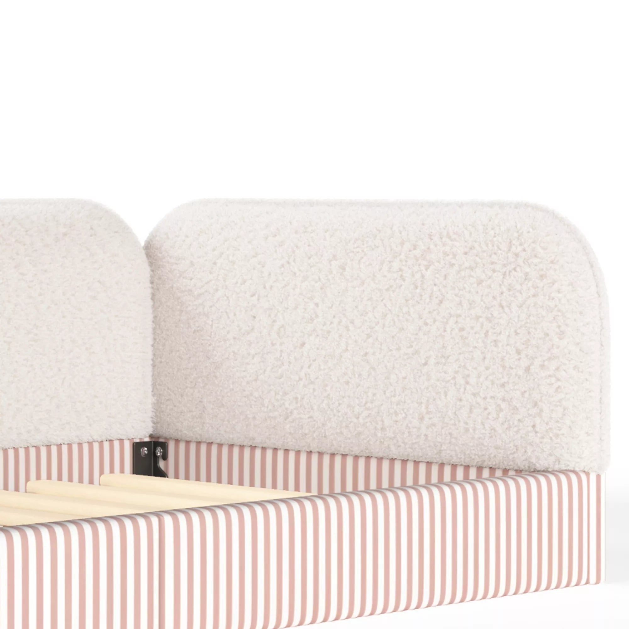 Bellemave® Montessori Floor Bed for Kids, Upholstered Teddy Fleece Low Profile Platform Bed with Side Guardrails - Bellemave