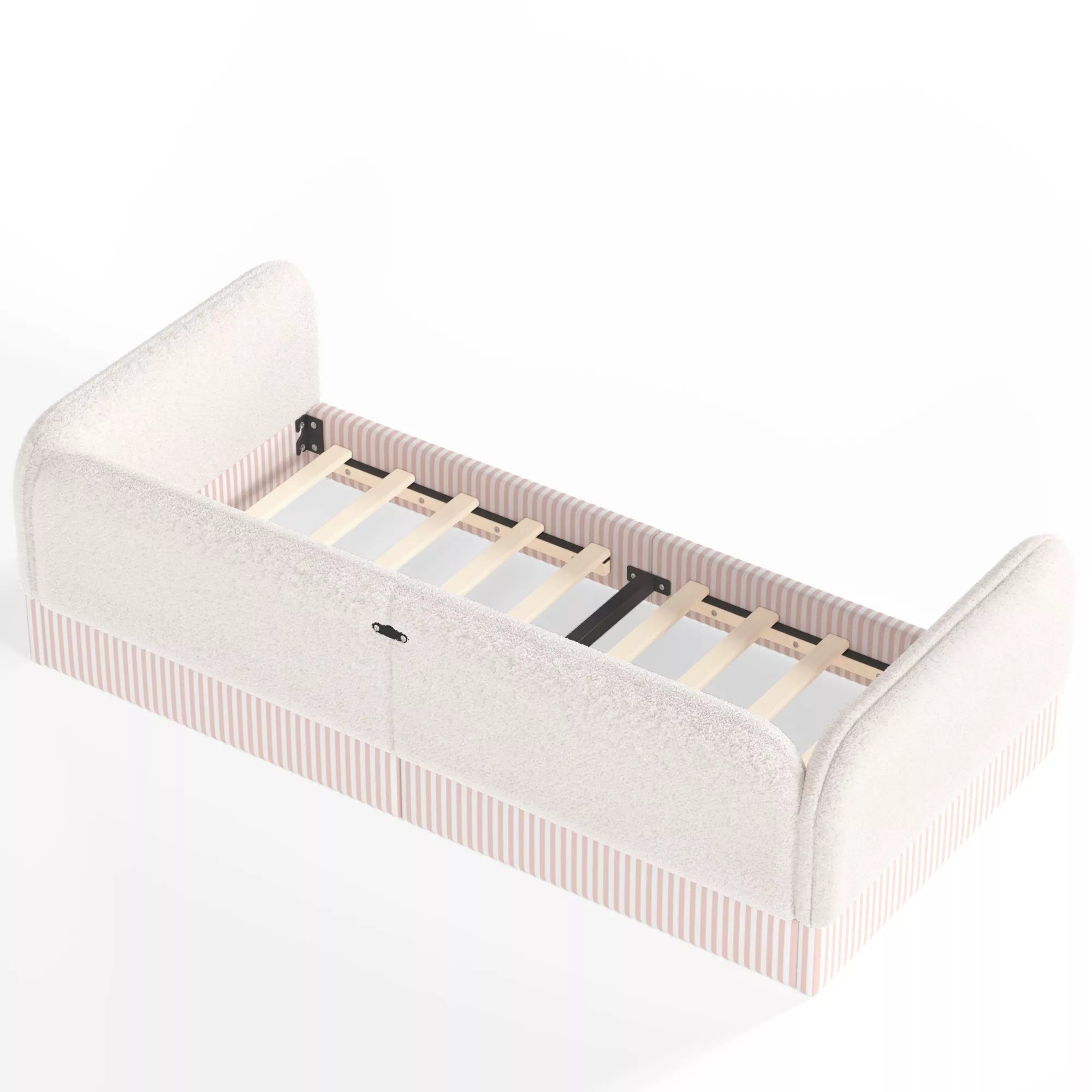 Bellemave® Montessori Floor Bed for Kids, Upholstered Teddy Fleece Low Profile Platform Bed with Side Guardrails - Bellemave