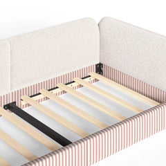 Bellemave® Montessori Floor Bed for Kids, Upholstered Teddy Fleece Low Profile Platform Bed with Side Guardrails - Bellemave