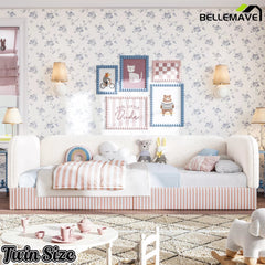 Bellemave® Montessori Floor Bed for Kids, Upholstered Teddy Fleece Low Profile Platform Bed with Side Guardrails - Bellemave