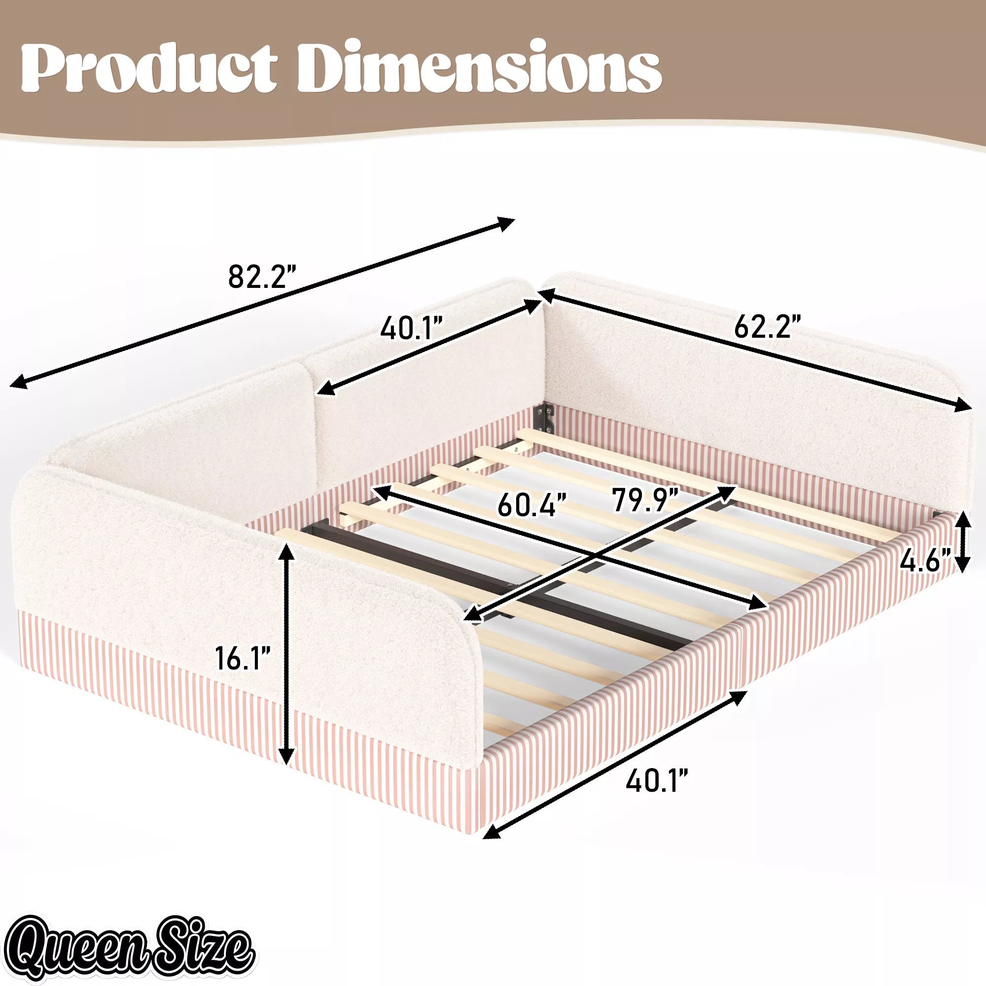 Bellemave® Montessori Floor Bed for Kids, Upholstered Teddy Fleece Low Profile Platform Bed with Side Guardrails - Bellemave
