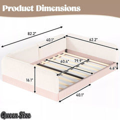 Bellemave® Montessori Floor Bed for Kids, Upholstered Teddy Fleece Low Profile Platform Bed with Side Guardrails - Bellemave