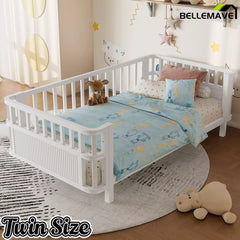 Bellemave® Montessori Floor Bed Frame with Removable Safety Rails – Solid Wood Low Profile Platform Bed for Kids - Bellemave