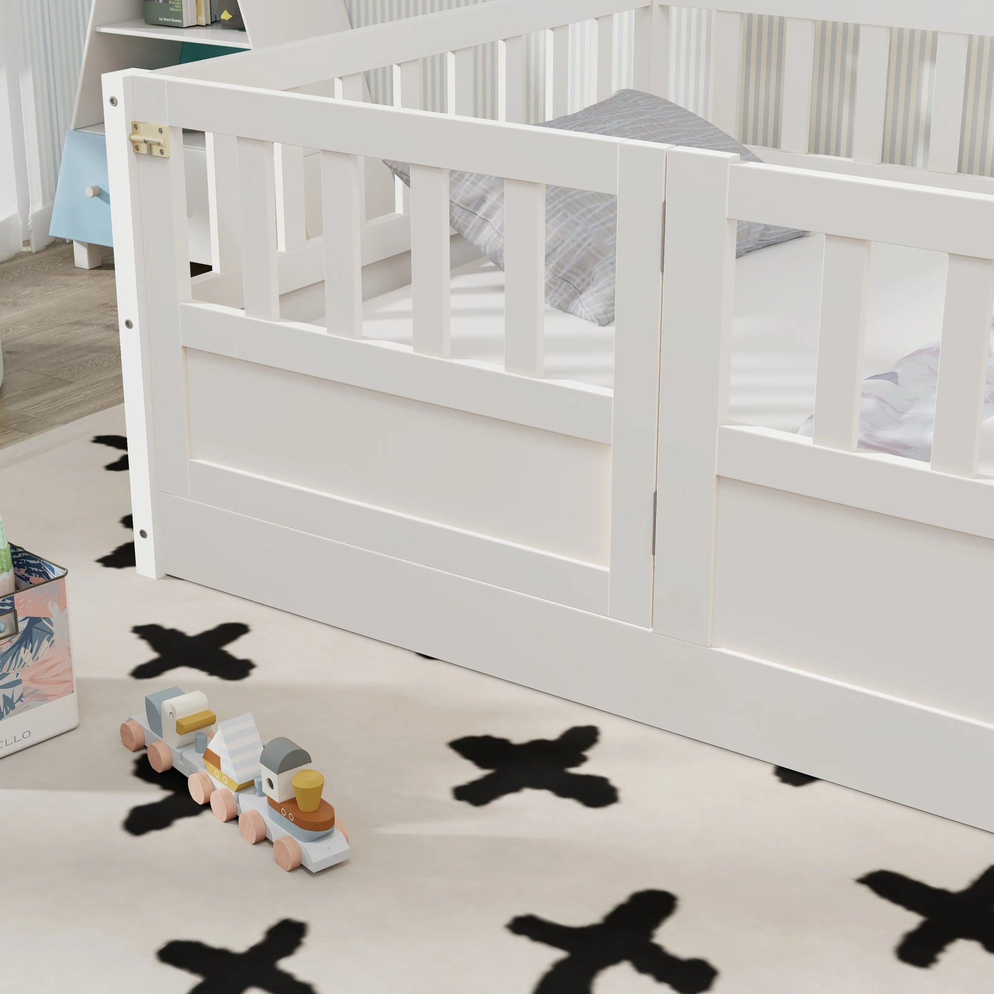 Bellemave® Montessori Floor Bed with Super High Security Barrier and Door - Bellemave