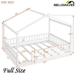 Bellemave® Montessori House Bed with Fence - Bellemave