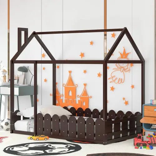 Bellemave® Montessori House Bed with Fence - Bellemave