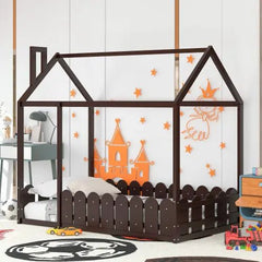 Bellemave® Montessori House Bed with Fence - Bellemave