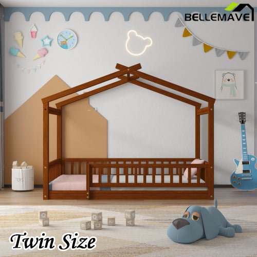 Bellemave® Montessori House Bed with Fence - Bellemave