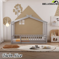 Bellemave® Montessori House Bed with Fence - Bellemave