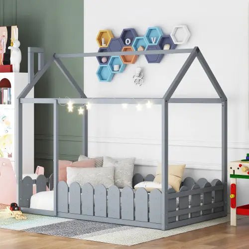 Bellemave® Montessori House Bed with Fence - Bellemave