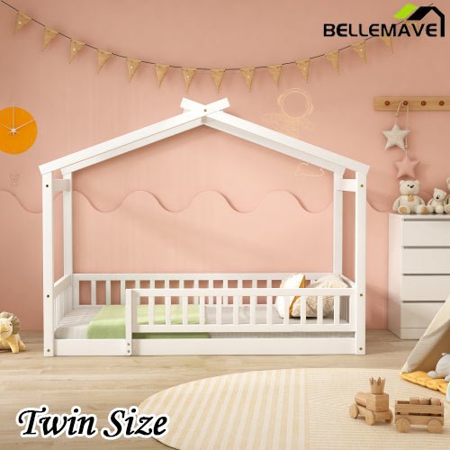 Bellemave® Montessori House Bed with Fence - Bellemave