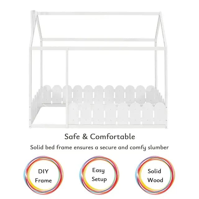 Bellemave® Montessori House Bed with Fence - Bellemave