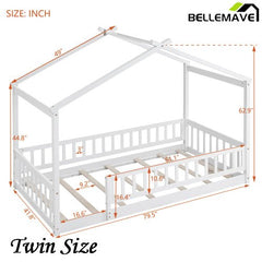 Bellemave® Montessori House Bed with Fence - Bellemave