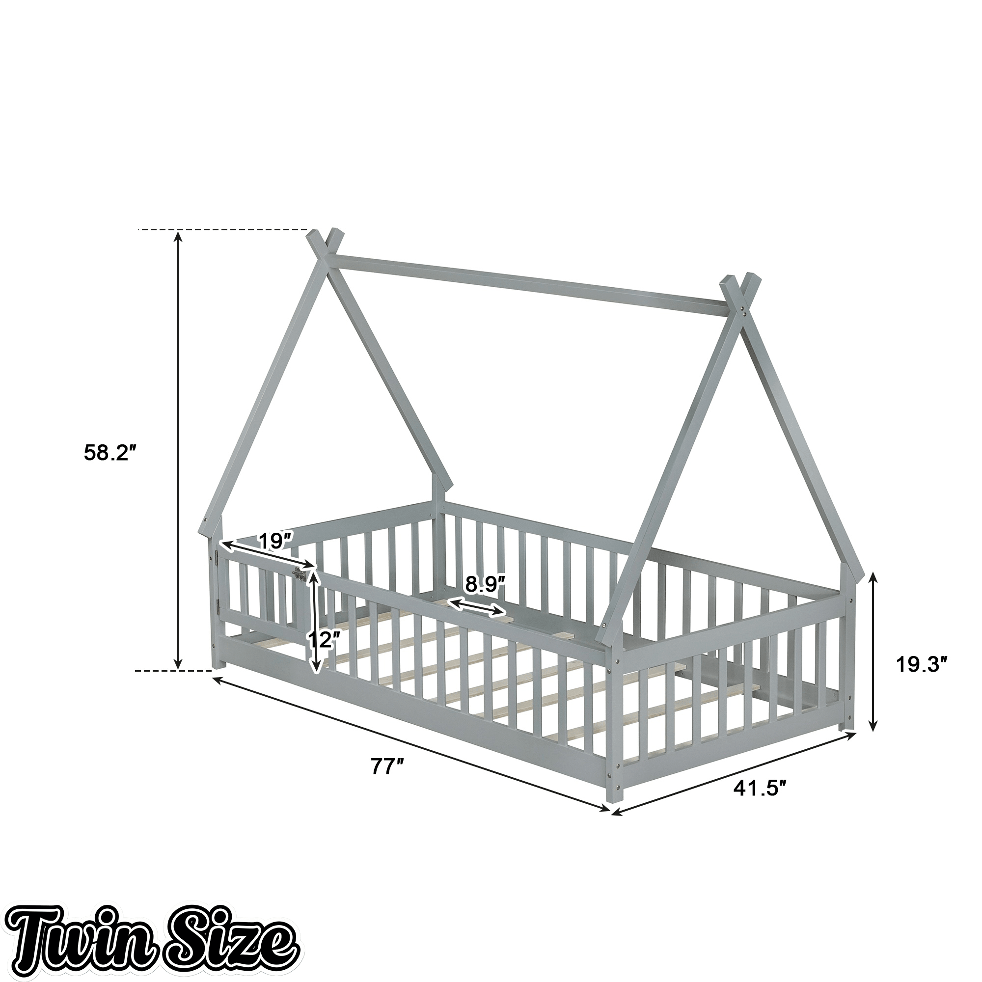 Bellemave® Montessori Tent Floor Bed with Guardrails & Entry Opening for Kids Girls Boys - Bellemave