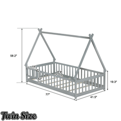 Bellemave® Montessori Tent Floor Bed with Guardrails & Entry Opening for Kids Girls Boys - Bellemave