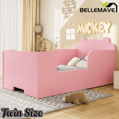 Bellemave® Montessori Toddler Floor Bed - Bear Shape Wooden Cot Bed for 3 - 6 Year Olds, Low to Ground Kids Bed Frame for Boys & Girls, Green - Bellemave