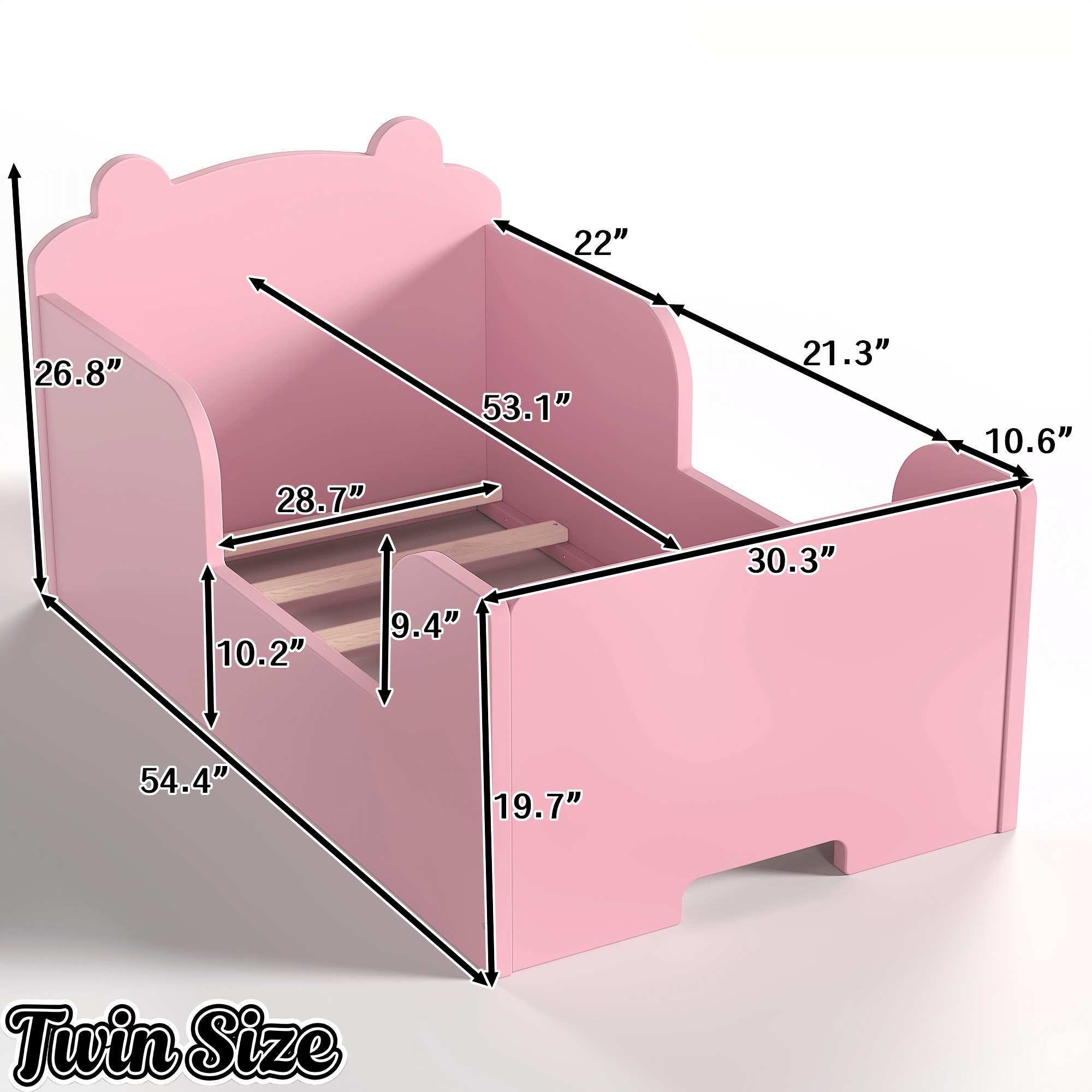 Bellemave® Montessori Toddler Floor Bed - Bear Shape Wooden Cot Bed for 3 - 6 Year Olds, Low to Ground Kids Bed Frame for Boys & Girls, Green - Bellemave