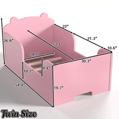 Bellemave® Montessori Toddler Floor Bed - Bear Shape Wooden Cot Bed for 3 - 6 Year Olds, Low to Ground Kids Bed Frame for Boys & Girls, Green - Bellemave