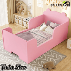 Bellemave® Montessori Toddler Floor Bed - Bear Shape Wooden Cot Bed for 3 - 6 Year Olds, Low to Ground Kids Bed Frame for Boys & Girls, Green - Bellemave