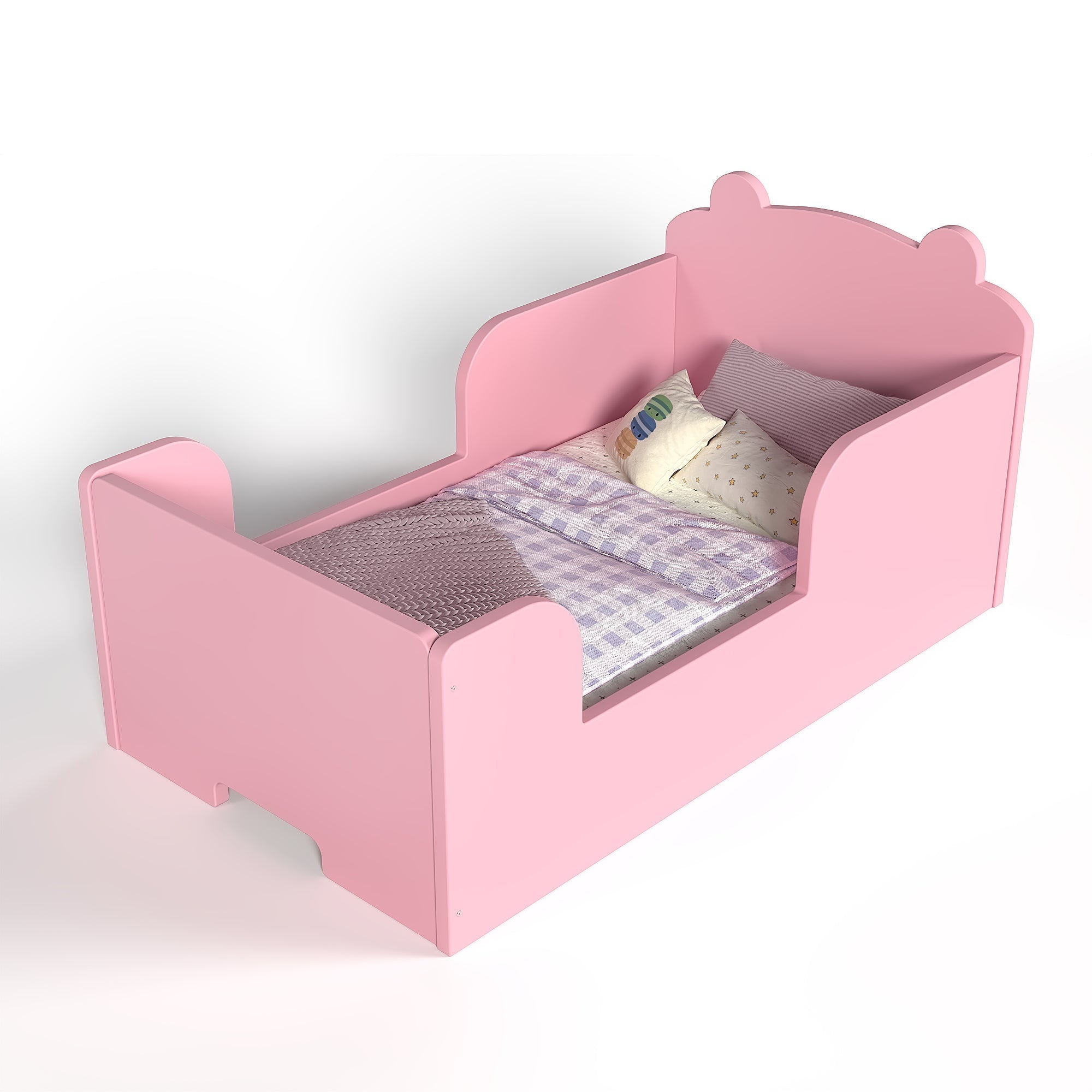 Bellemave® Montessori Toddler Floor Bed - Bear Shape Wooden Cot Bed for 3 - 6 Year Olds, Low to Ground Kids Bed Frame for Boys & Girls, Green - Bellemave