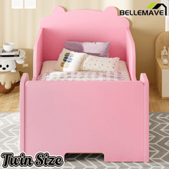 Bellemave® Montessori Toddler Floor Bed - Bear Shape Wooden Cot Bed for 3 - 6 Year Olds, Low to Ground Kids Bed Frame for Boys & Girls, Green - Bellemave
