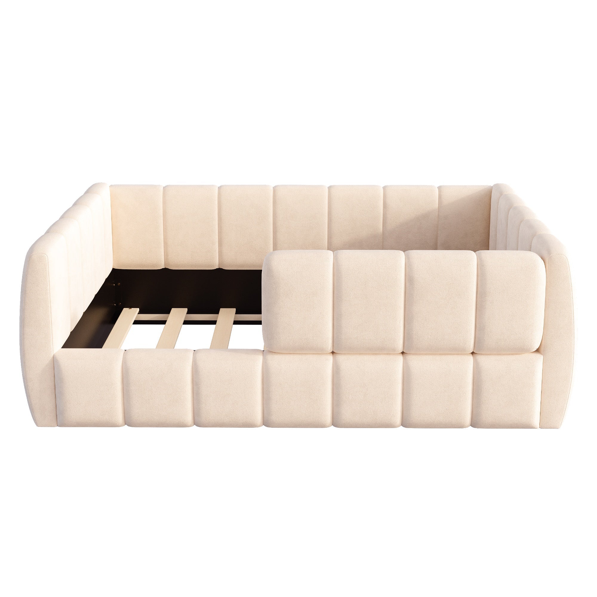 Bellemave® Montessori Toddler Floor Bed, Upholstered Daybed with Removable Guardrails, High Headboard & Footboard - Bellemave