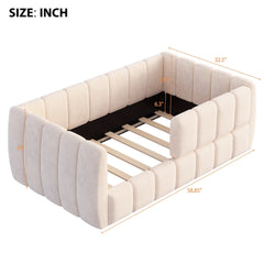 Bellemave® Montessori Toddler Floor Bed, Upholstered Daybed with Removable Guardrails, High Headboard & Footboard - Bellemave