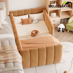 Bellemave® Montessori Toddler Floor Bed, Upholstered Daybed with Removable Guardrails, High Headboard & Footboard - Bellemave