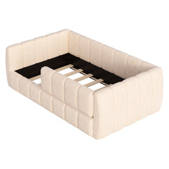 Bellemave® Montessori Toddler Floor Bed, Upholstered Daybed with Removable Guardrails, High Headboard & Footboard - Bellemave