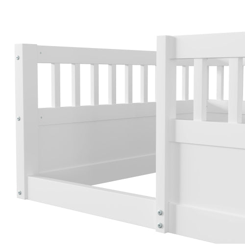 Bellemave® Montessori Wood Floor Bed with Fence - Bellemave