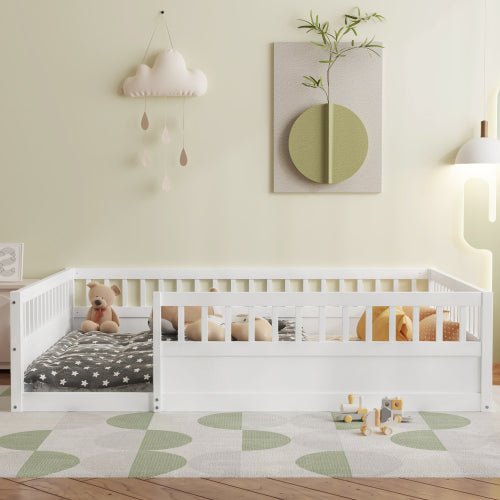 Bellemave® Montessori Wood Floor Bed with Fence - Bellemave