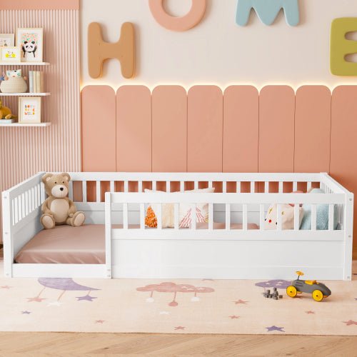 Bellemave® Montessori Wood Floor Bed with Fence - Bellemave