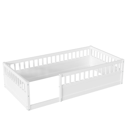 Bellemave® Montessori Wood Floor Bed with Fence - Bellemave